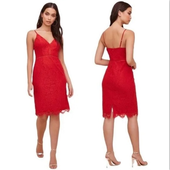 ASTR THE LABEL Red Dress Large Lattice Inset Lace New - Picture 1 of 8